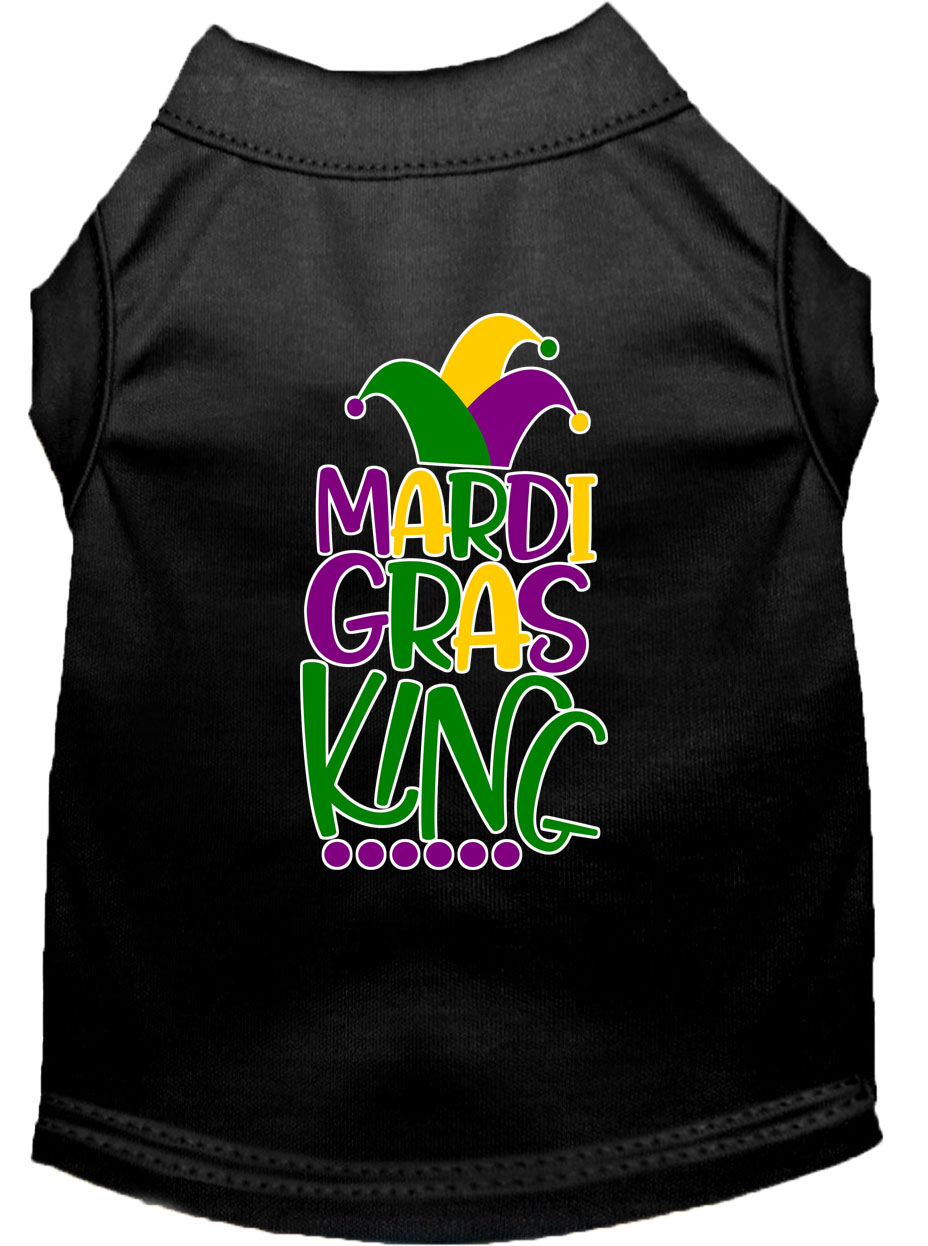 Mardi Gras King Screen Print Mardi Gras Dog Shirt Black Lg